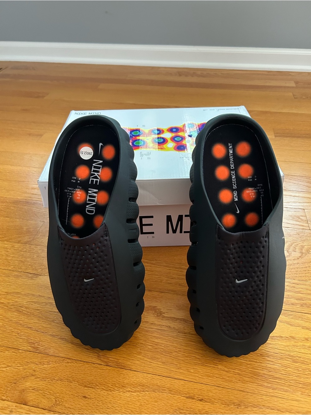 Nike Black Slip-On Foam Clog with Orange Insole Accents